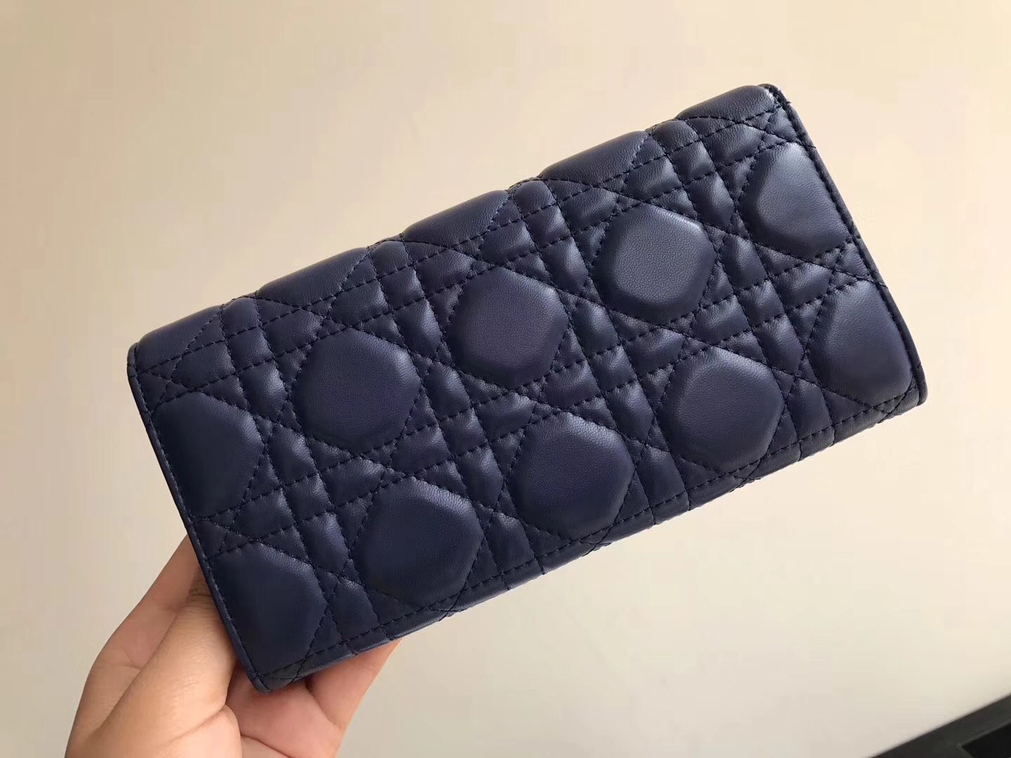 D*or D*oraddict continental wallet in navy blue lambskin