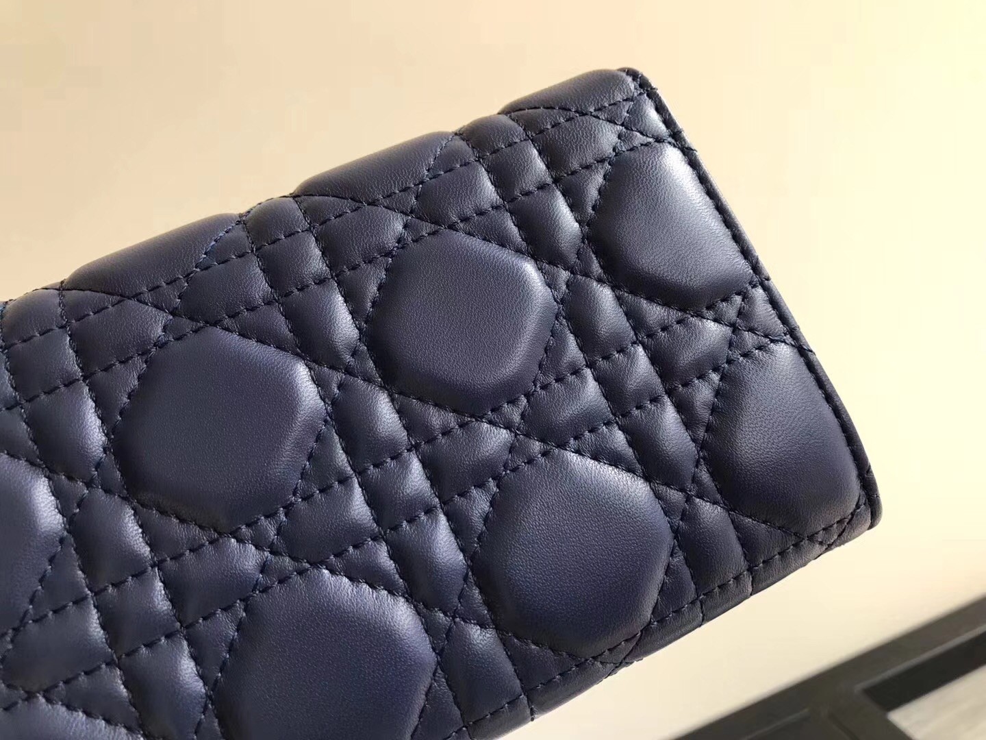 D*or D*oraddict continental wallet in navy blue lambskin