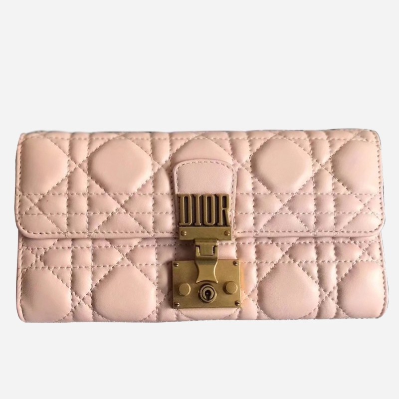 D*or D*oraddict continental wallet in pink lambskin