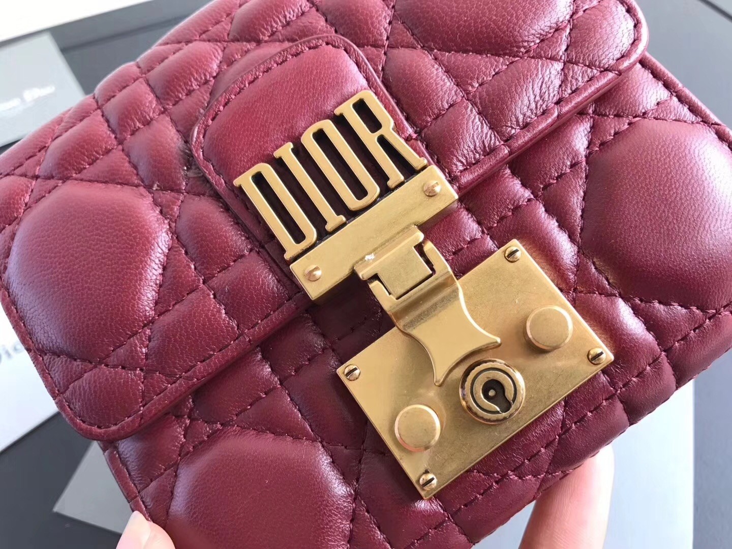 D*or french D*oraddict wallet in bordeaux lambskin