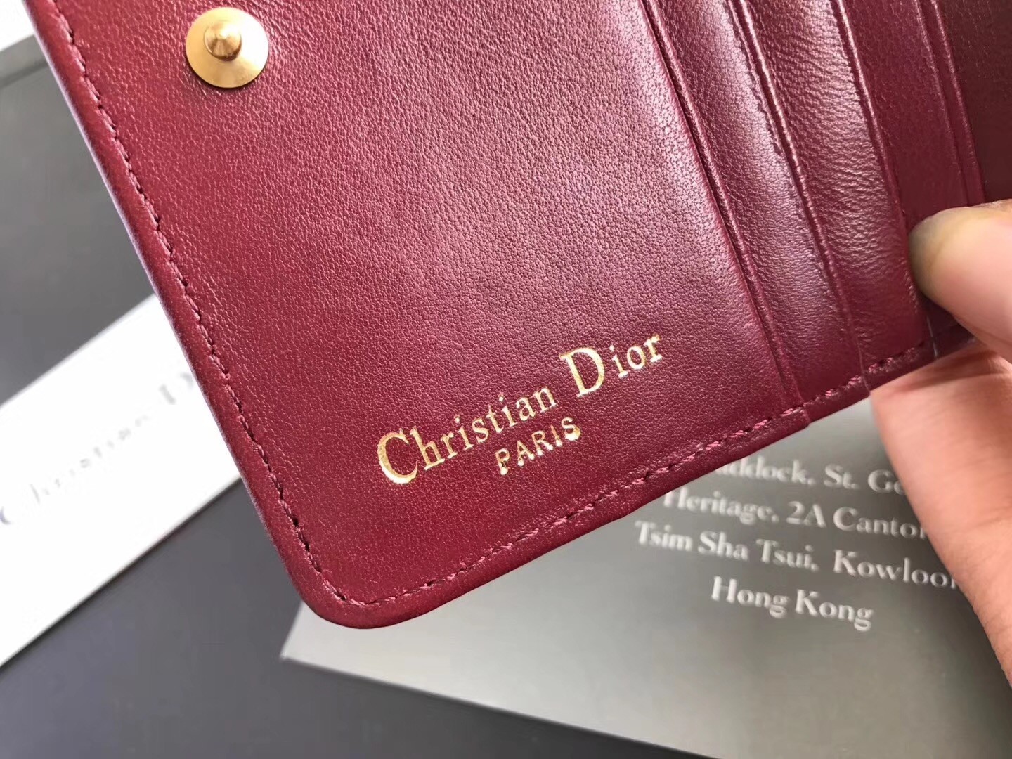 D*or french D*oraddict wallet in bordeaux lambskin
