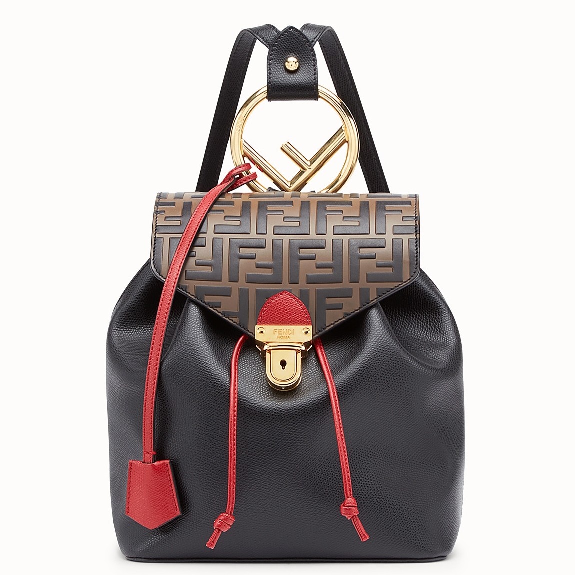 F**di logo embossed leather multicolor backpack