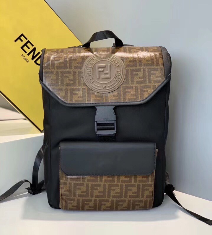 F**di nylon backpack with glazed fabric with ff motif