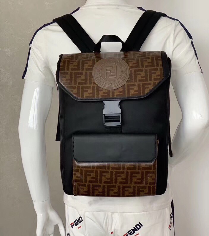 F**di nylon backpack with glazed fabric with ff motif