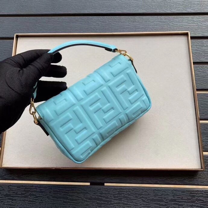 F**di pale blue ff motif mini baguette bag