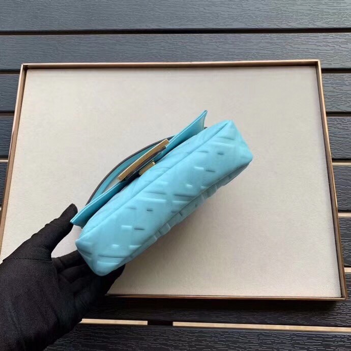 F**di pale blue ff motif mini baguette bag