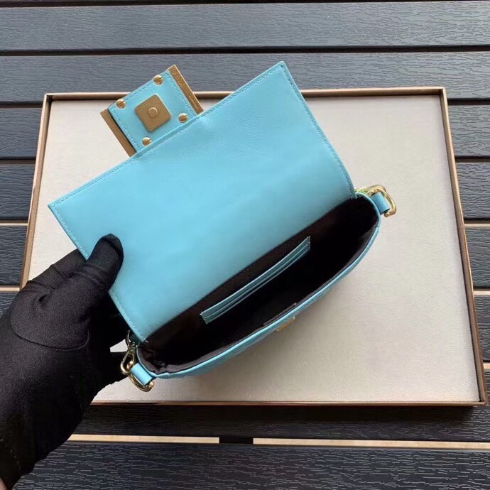 F**di pale blue ff motif mini baguette bag