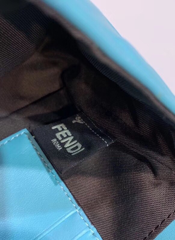 F**di pale blue ff motif mini baguette bag