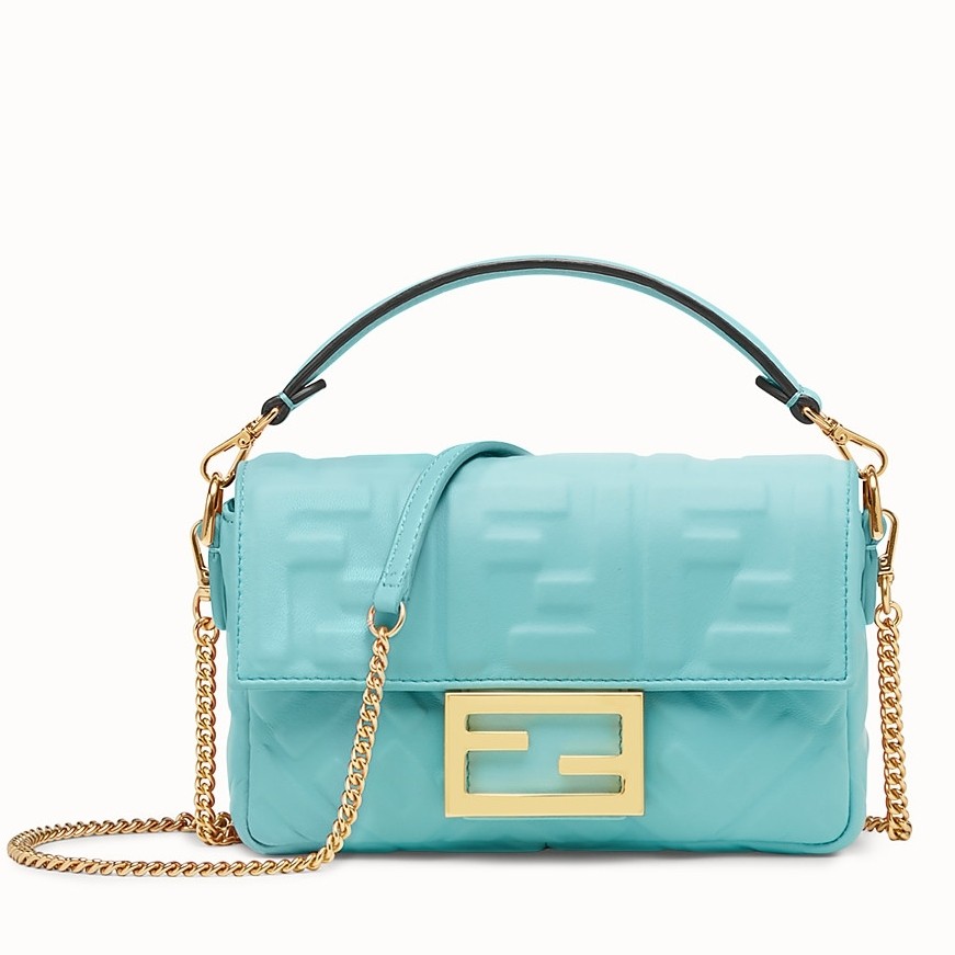 F**di pale blue ff motif mini baguette bag