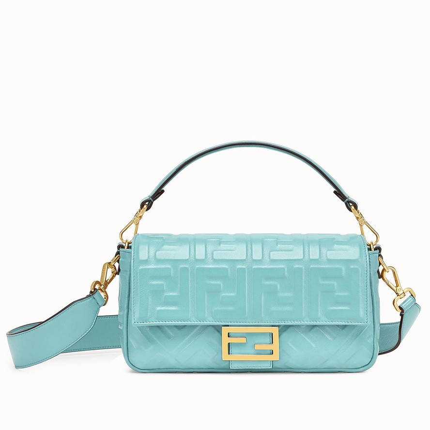 F**di pale blue ff motif medium baguette bag
