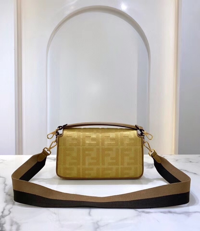 F**di baguette medium bag in natural straw