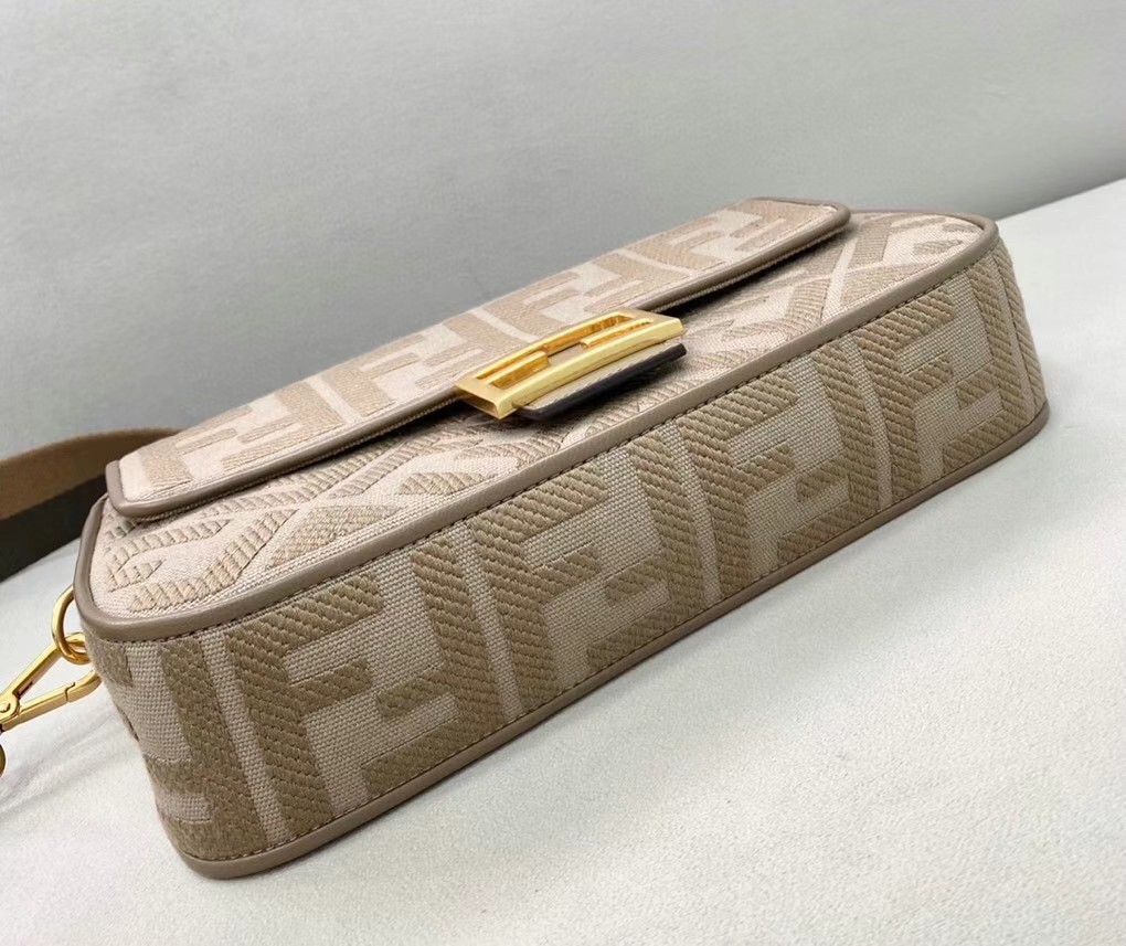 F**di medium baguette bag in grey ff canvas