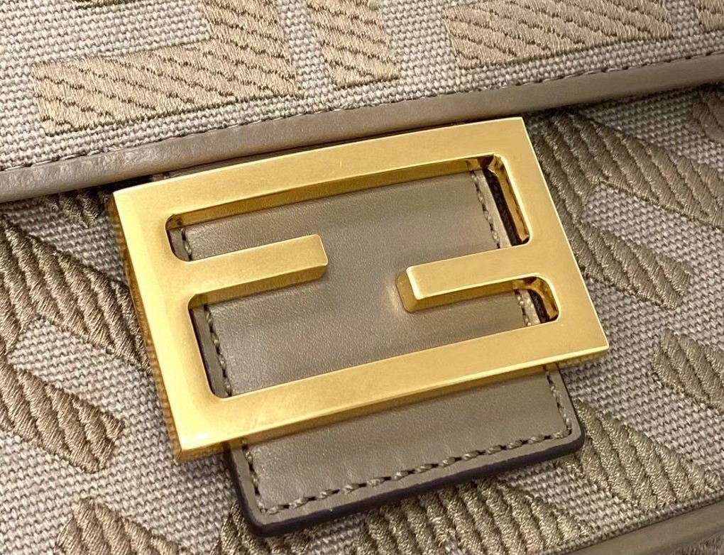 F**di medium baguette bag in grey ff canvas