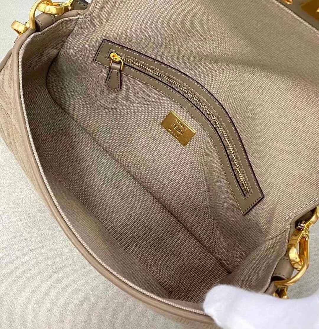 F**di medium baguette bag in grey ff canvas