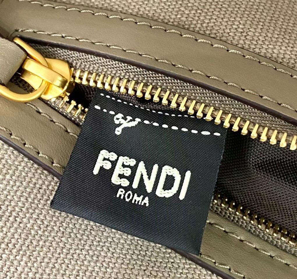 F**di medium baguette bag in grey ff canvas