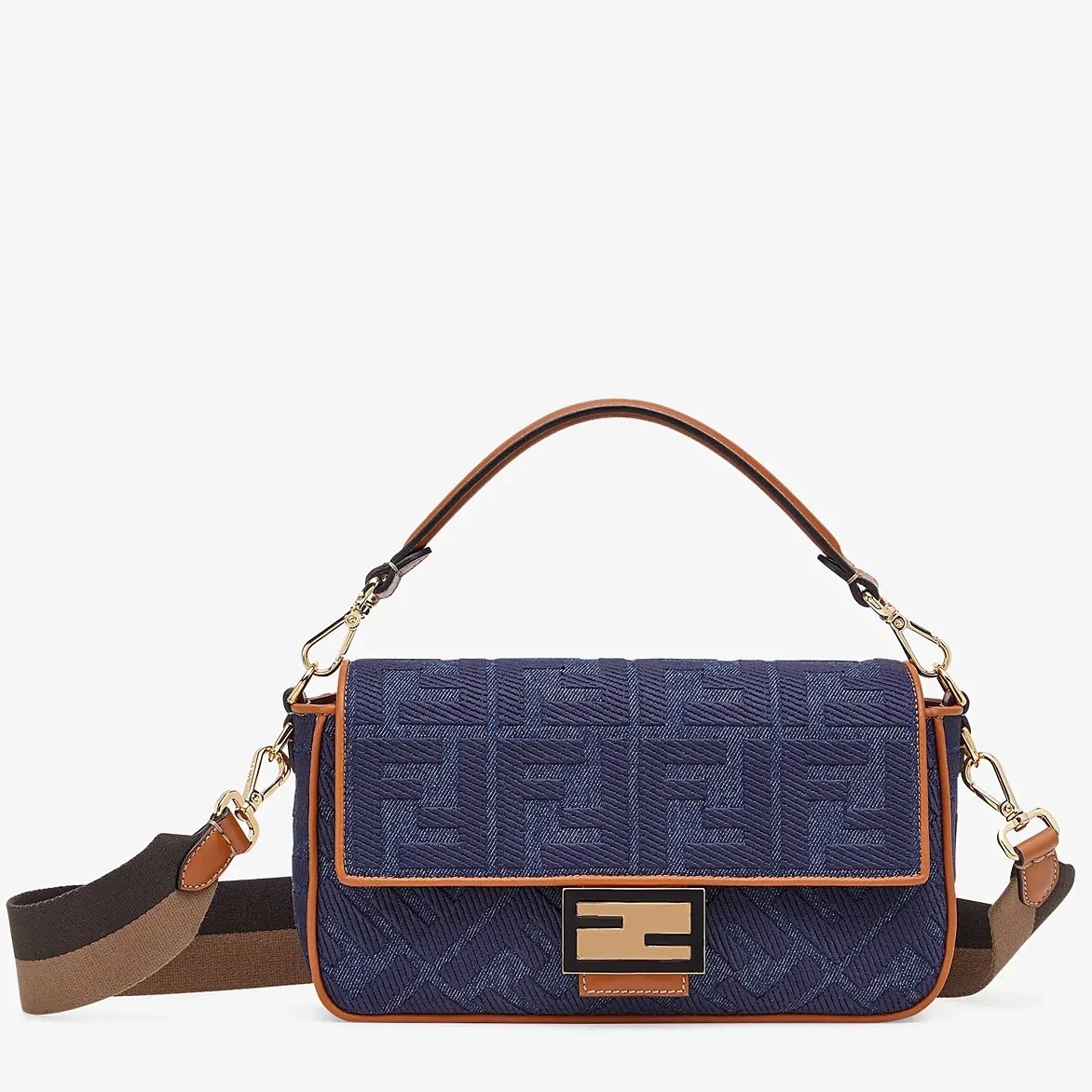 f**di baguette medium bag in blue De*1m