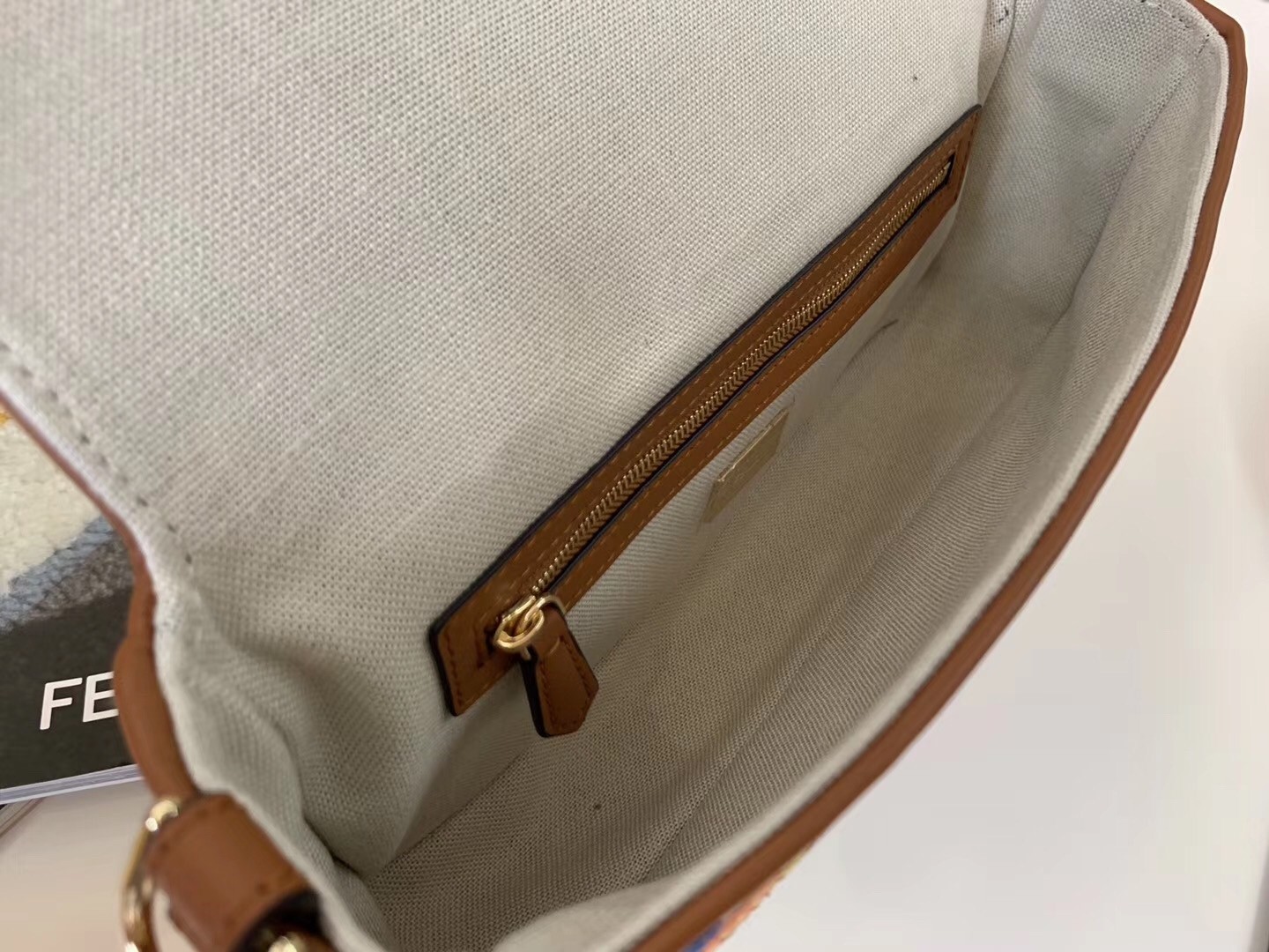 F**di baguette medium bag in multicolour canvas