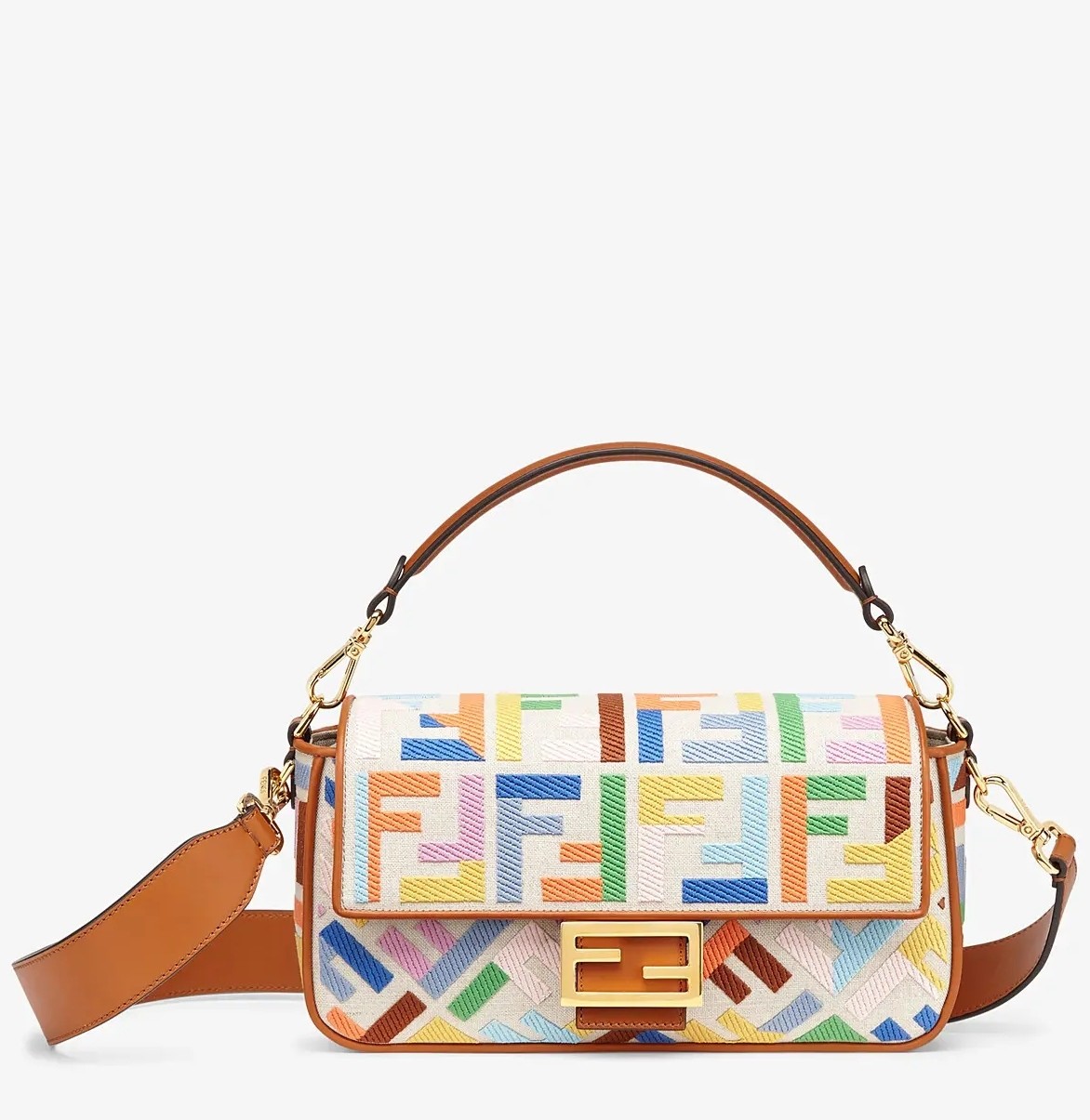 F**di baguette medium bag in multicolour canvas