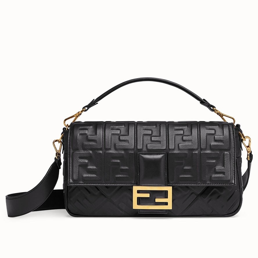 F**di black ff motif large baguette bag