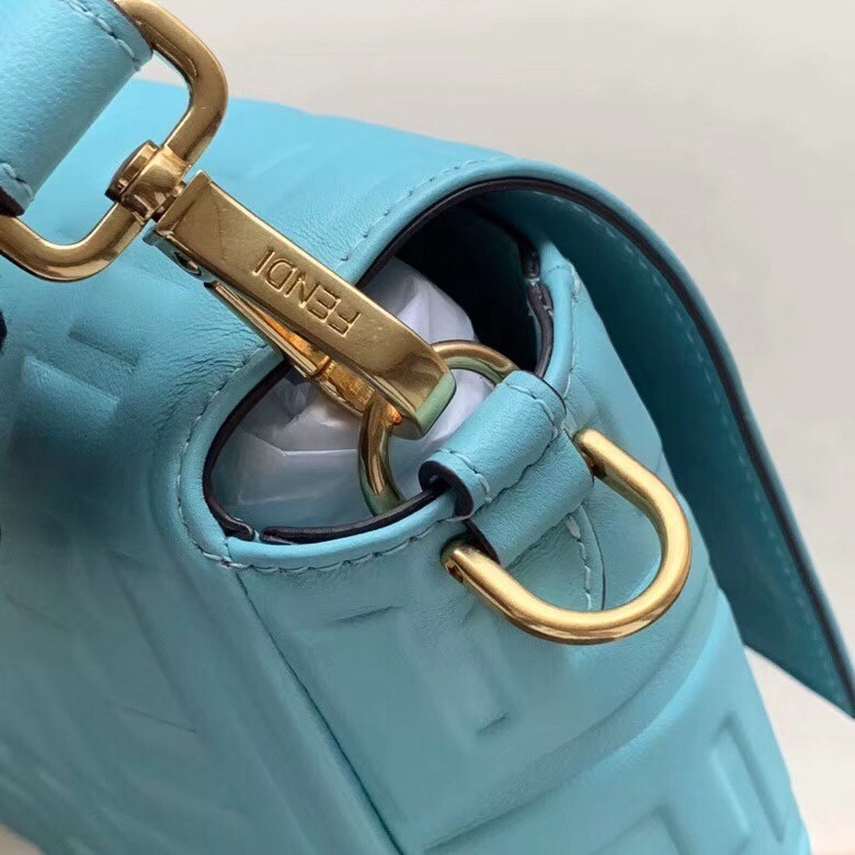 F**di pale blue ff motif large baguette bag