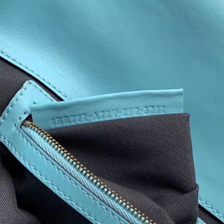 F**di pale blue ff motif large baguette bag