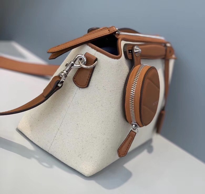 F**di by the way medium bag in canvas with tan leather