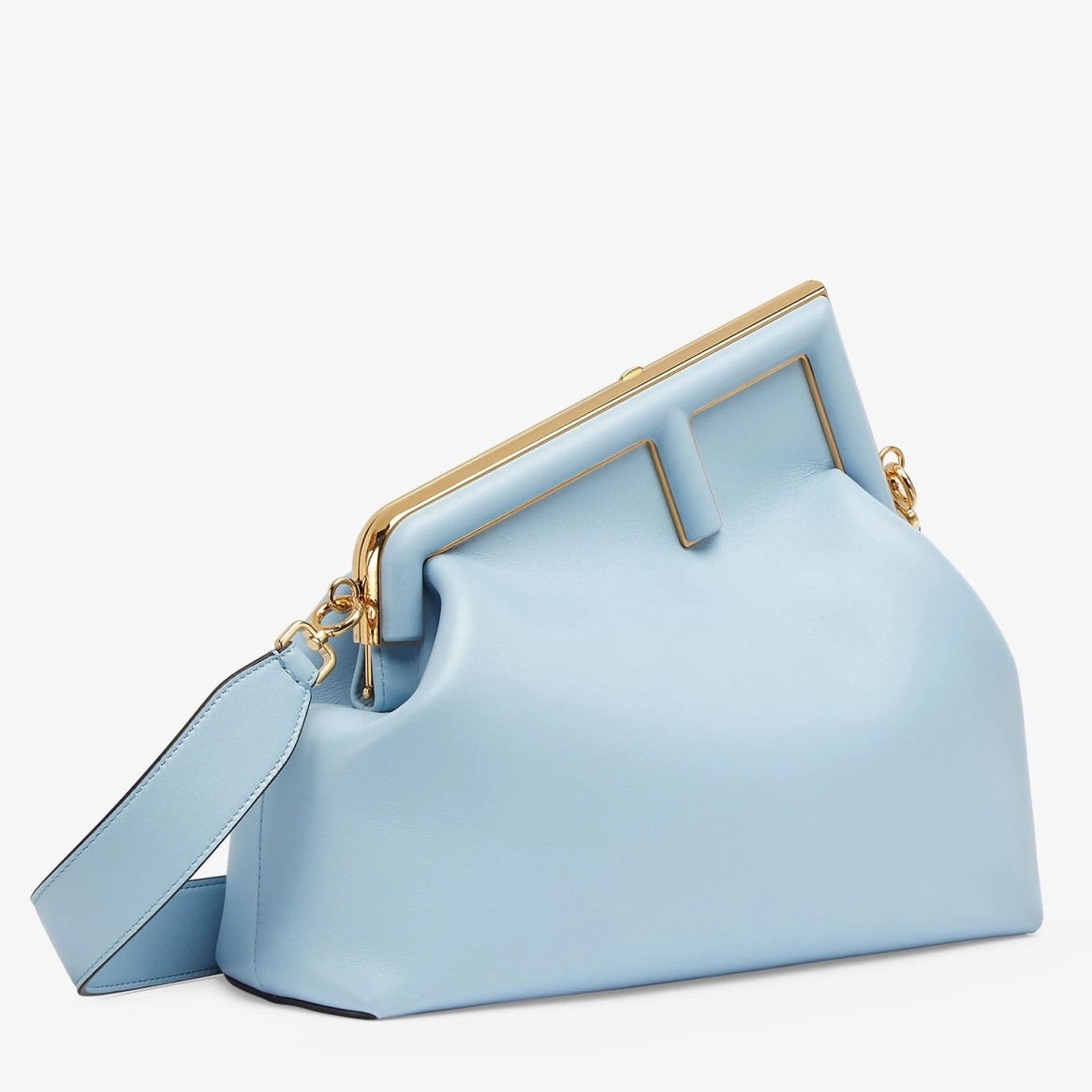F**di medium first bag in light blue nappa leather