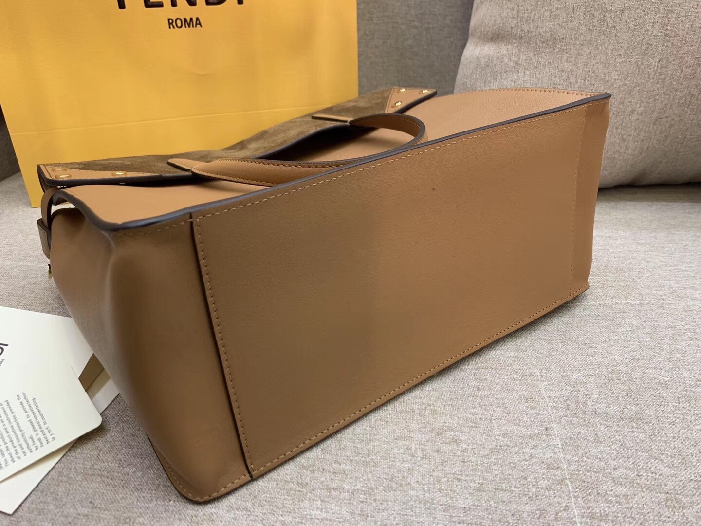 F**di large flip tote bag in brown calfskin