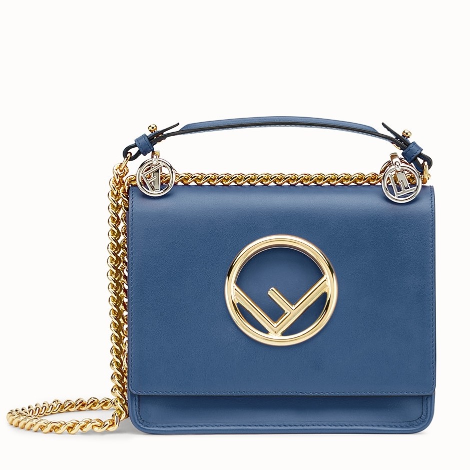 F**di small kan i f bag in blue calfskin