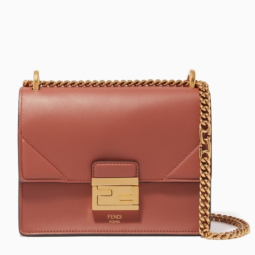 F**di small kan u bag in brown calfskin