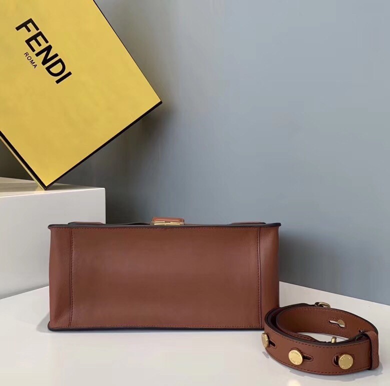 f**di large kan u bag in bR1ck red calfskin