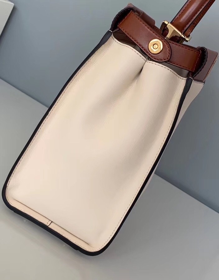 F**di peekaboo medium white bag with tan handle
