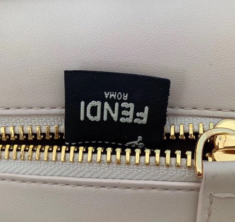 F**di peekaboo medium white bag with tan handle