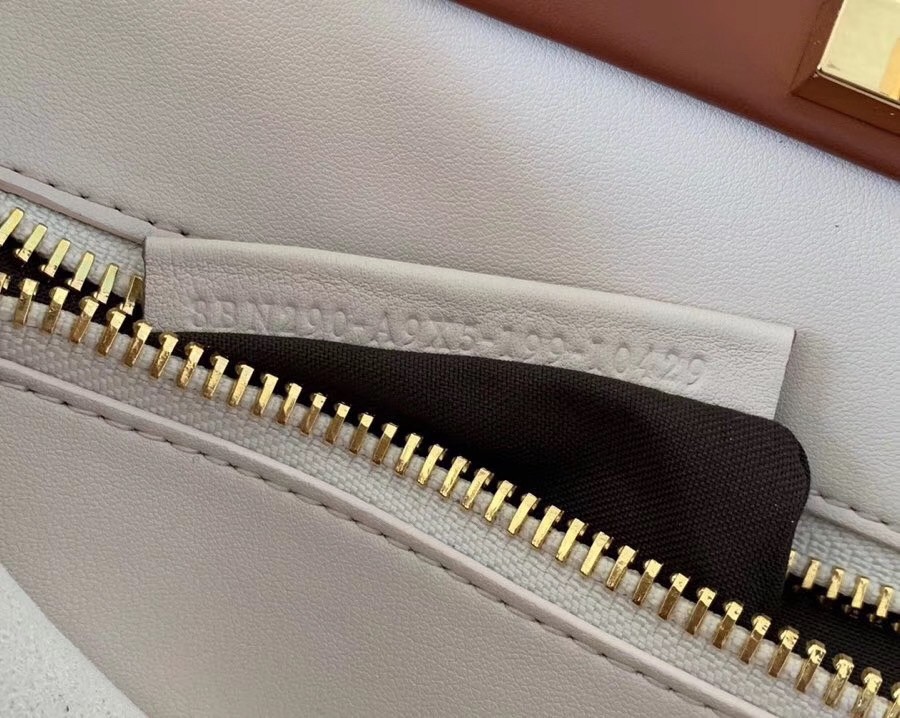 F**di peekaboo medium white bag with tan handle