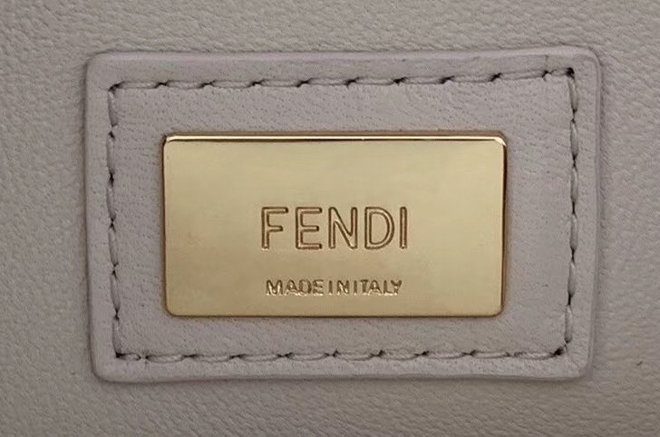 F**di peekaboo medium white bag with tan handle