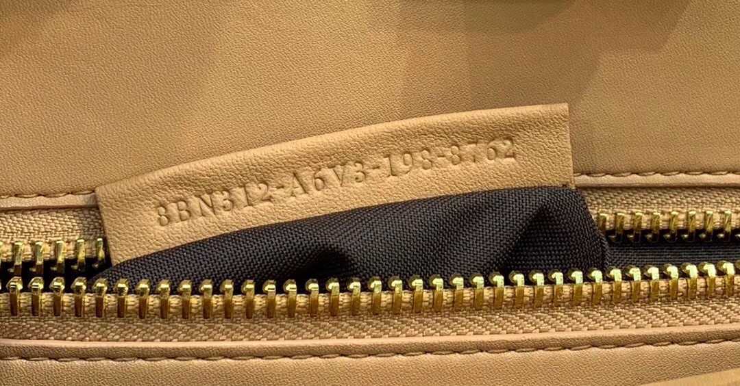 F**di peekaboo pocket medium bag in beige calfskin