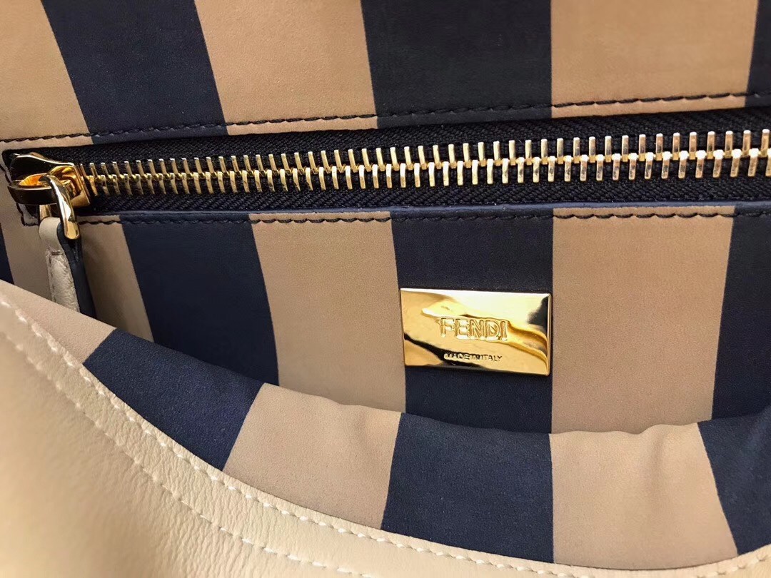 F**di beige peekaboo medium bag with pequin motif