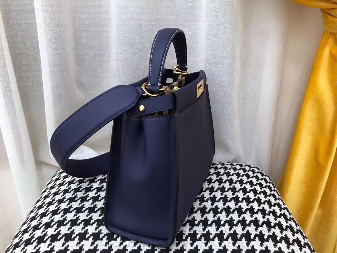 F**di blue peekaboo medium bag with pequin motif