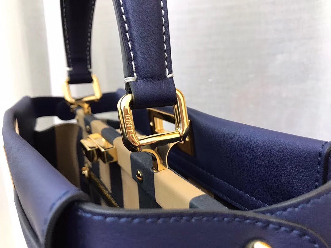 F**di blue peekaboo medium bag with pequin motif