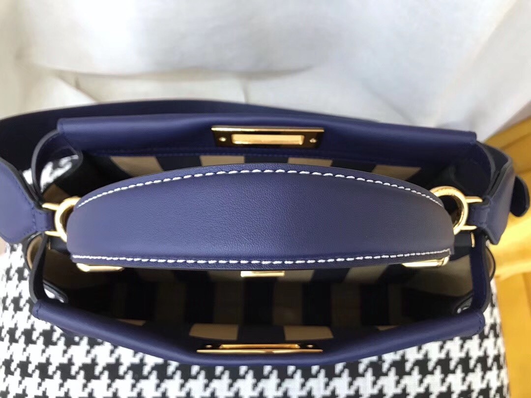 F**di blue peekaboo medium bag with pequin motif