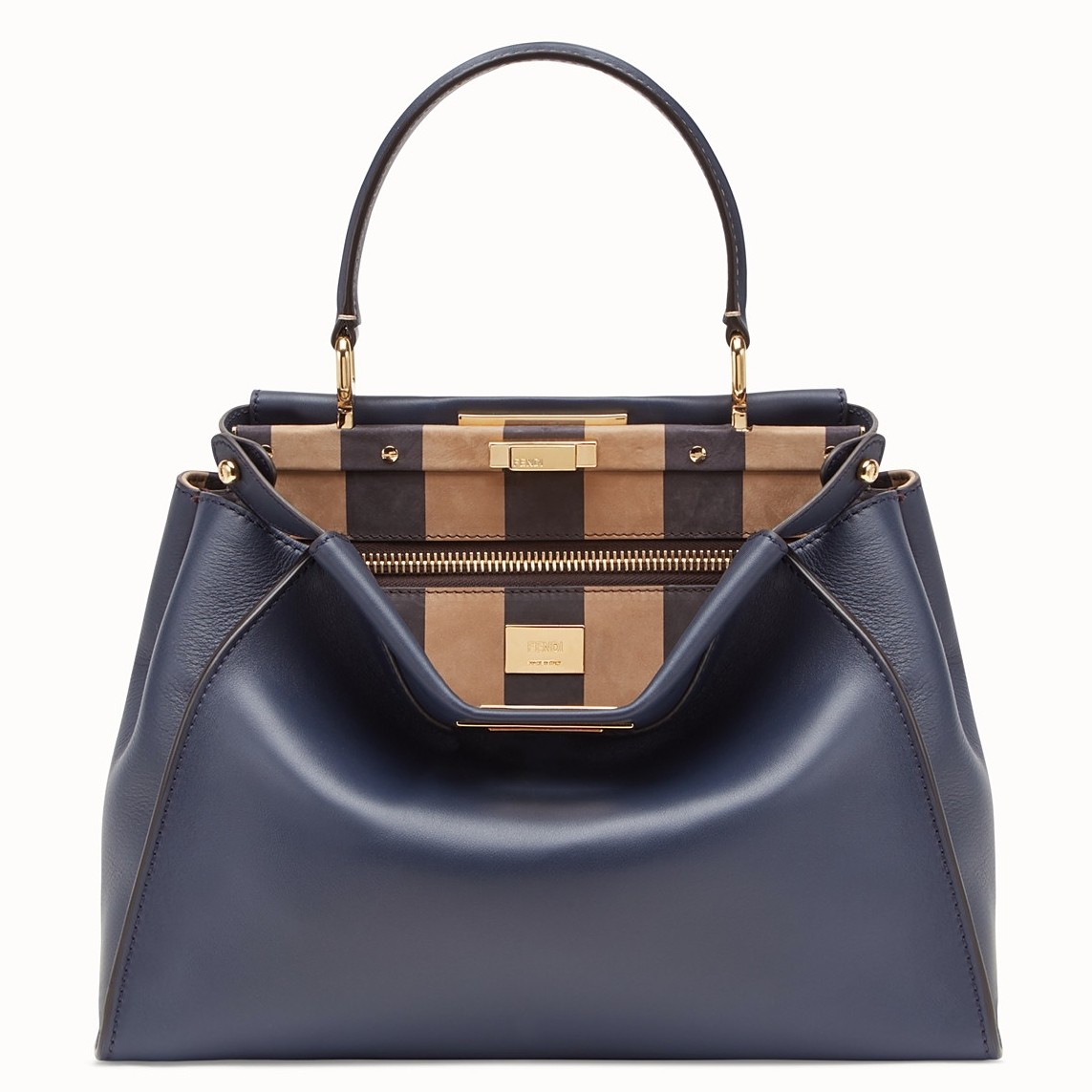 F**di blue peekaboo medium bag with pequin motif