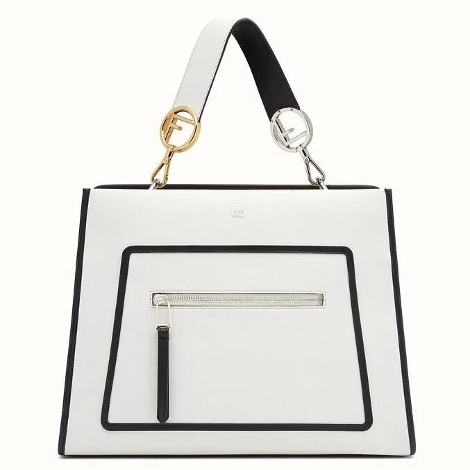 F**di small runaway bag in white calfskin leather
