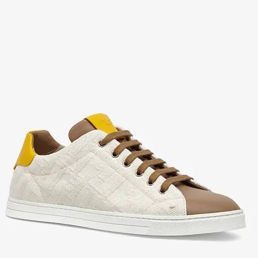 F**di low-top sneakers in white canvas with leather