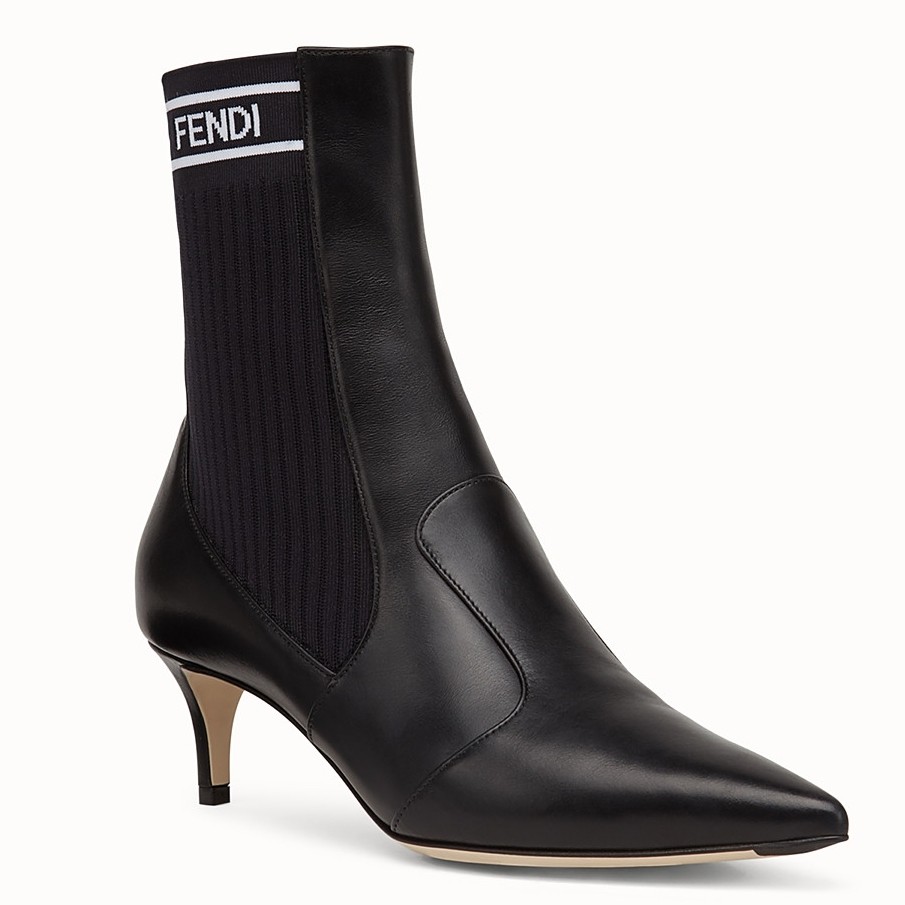 F**di leather and stretch fabric ankle boots
