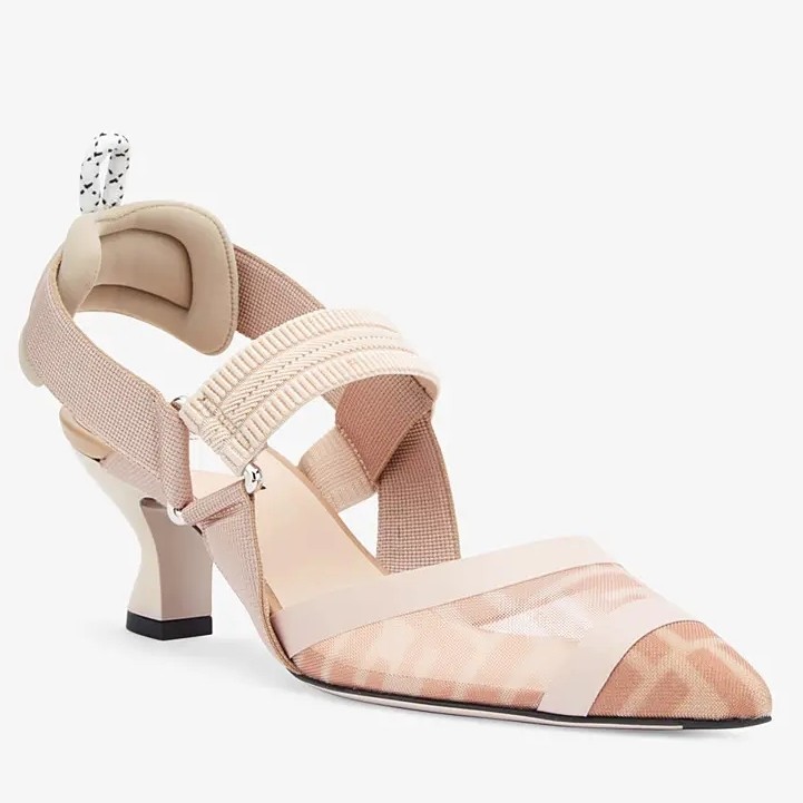 F**di pink mesh colibri slingbacks 55mm pumps