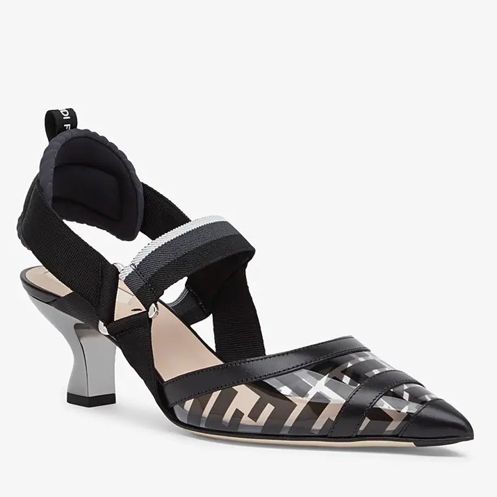 F**di black pu colibri slingbacks 55mm pumps