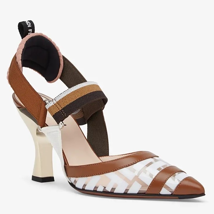 F**di white pu colibri slingbacks 85mm pumps