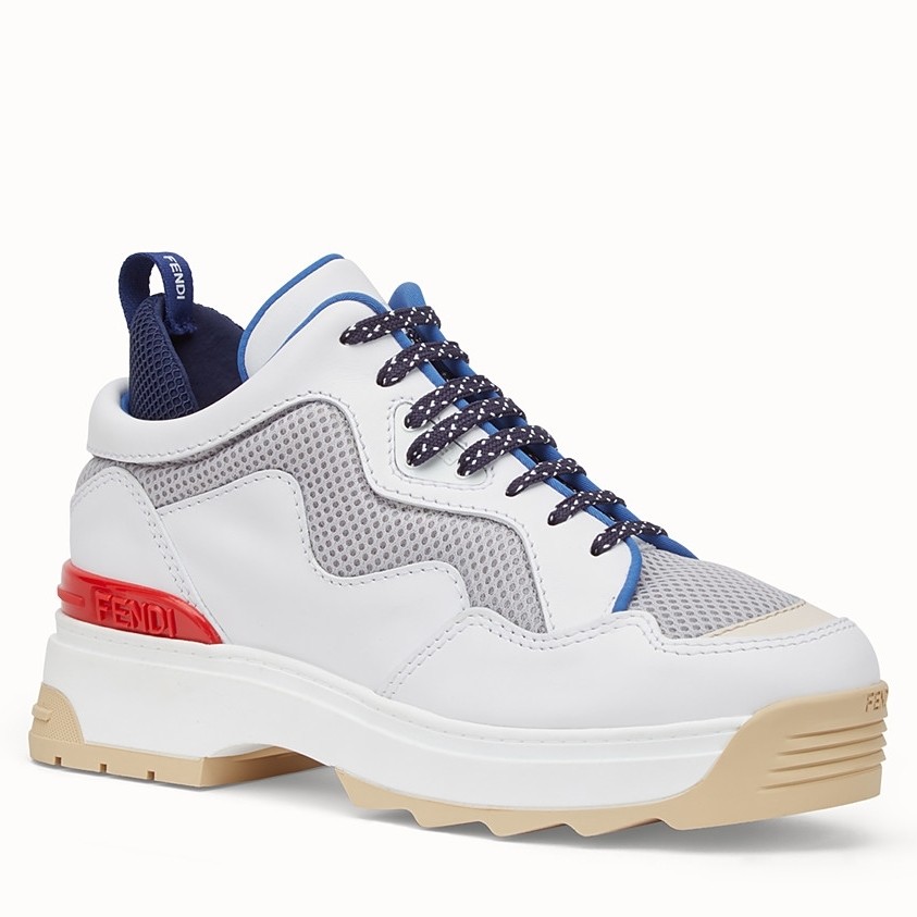 F**di t-rex sneakers in white calfskin and technical