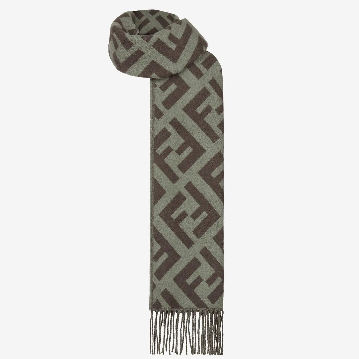 F**di green cashmere ff long scarf