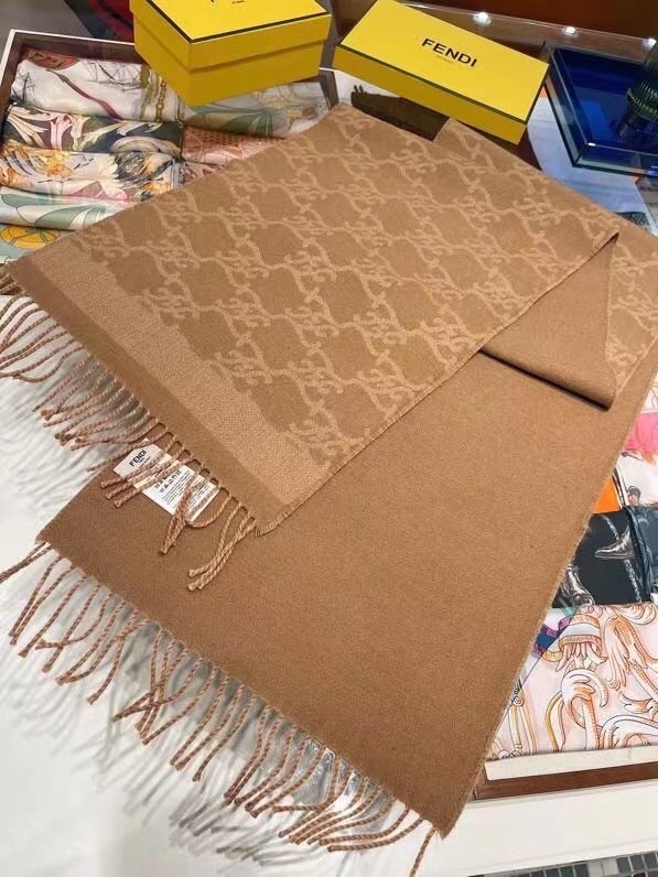 F**di karl scarf in beige wool and cashmere